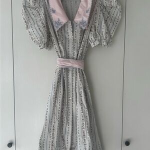 DONDOLO Puff Sleeve with Embroidered Collar Dress